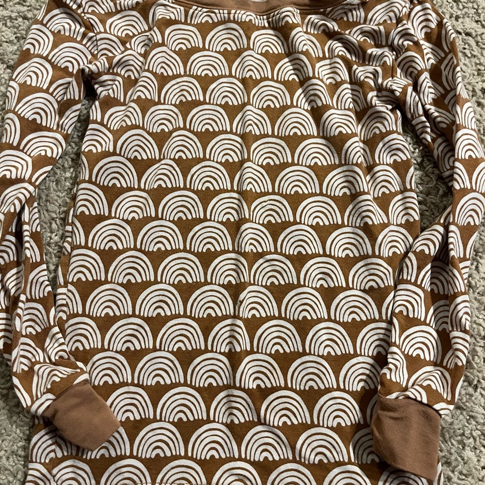 Little Sleepies Brown and White Rainbow Shirt